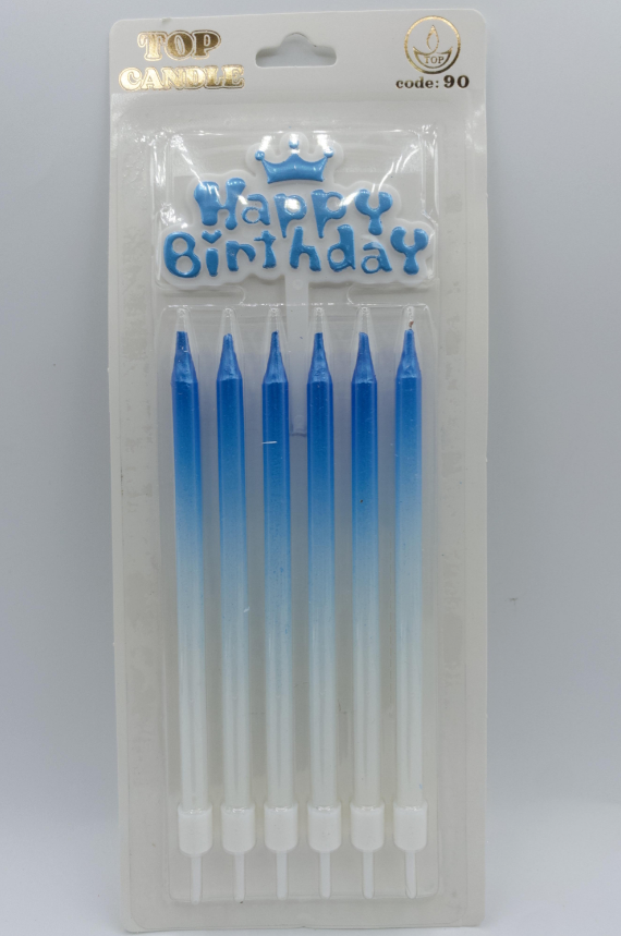 Mavi Beyaz Doğum Günü Mumu 6 Lı Kod: 90